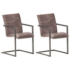 Eetkamerstoelen met echt leren zitting en stalen frame inclusief levering - Lichtbruin / 2 / Patroon 1 - Eetkamerstoelen