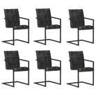 Eetkamerstoelen met echt leren zitting en stalen frame inclusief levering - Zwart / 6 / Patroon 4 - Eetkamerstoelen