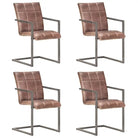 Eetkamerstoelen met echt leren zitting en stalen frame inclusief levering - Donkerbruin / 4 / Patroon 4