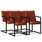 Eetkamerstoelen met echt leren zitting en stalen frame inclusief levering - Donkerbruin / 4 / Patroon 1