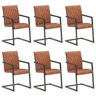 Eetkamerstoelen met echt leren zitting en stalen frame inclusief levering - Lichtbruin / 6 / Patroon 2 - Eetkamerstoelen