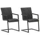 Eetkamerstoelen met echt leren zitting en stalen frame inclusief levering - Zwart / 2 / Patroon 2 - Eetkamerstoelen