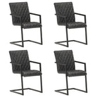 Eetkamerstoelen met echt leren zitting en stalen frame inclusief levering - Zwart / 4 / Patroon 2 - Eetkamerstoelen