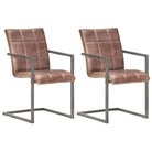 Eetkamerstoelen met echt leren zitting en stalen frame inclusief levering - Donkerbruin / 2 / Patroon 4