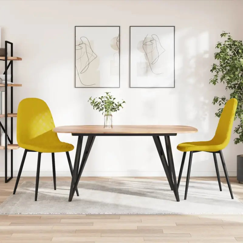 Eetkamerstoelen met een minimalistische en elegante uitstraling - Mosterdgeel / 2 - Eetkamerstoelen