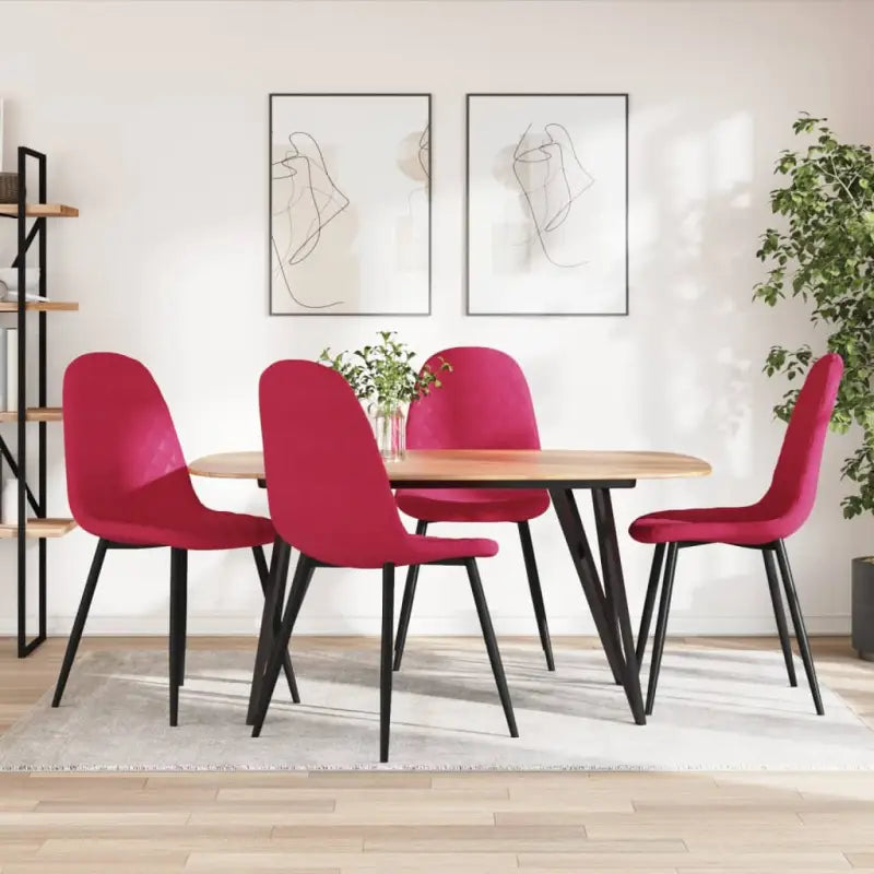Eetkamerstoelen met een minimalistische en elegante uitstraling - Wijnrood / 4 - Eetkamerstoelen