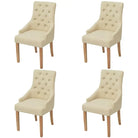 Eetkamerstoelen met eikenhouten poten levering bevat elegant design - Crème / 4 - Eetkamerstoelen