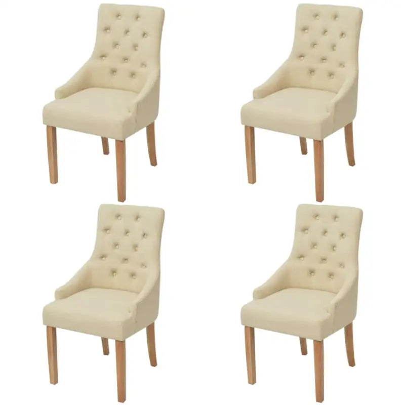 Eetkamerstoelen met eikenhouten poten levering bevat elegant design - Crème / 4 - Eetkamerstoelen
