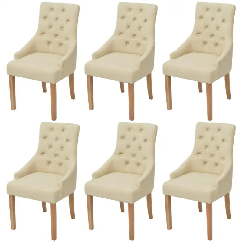 Eetkamerstoelen met eikenhouten poten levering bevat elegant design - Crème / 6 - Eetkamerstoelen