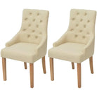 Eetkamerstoelen met eikenhouten poten levering bevat elegant design - Crème / 2 - Eetkamerstoelen