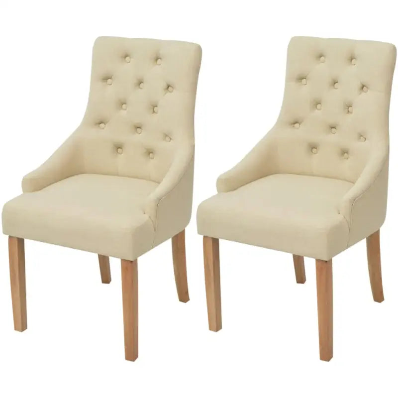 Eetkamerstoelen met eikenhouten poten levering bevat elegant design - Crème / 2 - Eetkamerstoelen