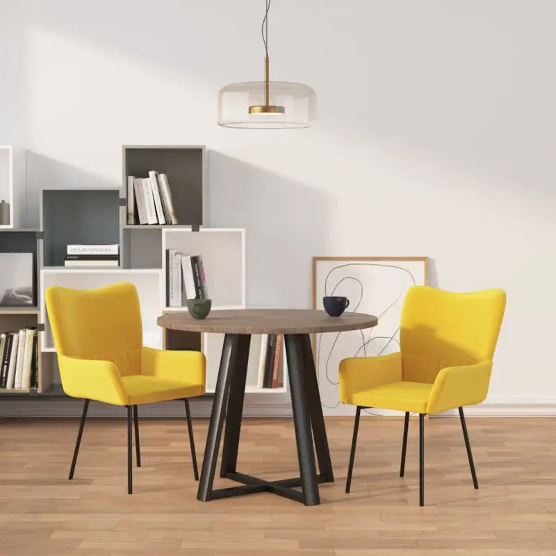 Eetkamerstoelen met elegant fluweel voor een stijlvolle uitstraling - Geel / 2 - Eetkamerstoelen
