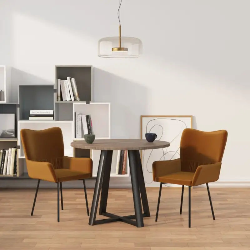 Eetkamerstoelen met elegant fluweel voor een stijlvolle uitstraling - Bruin / 2 - Eetkamerstoelen