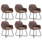Eetkamerstoelen met gepoedercoat stalen poten en comfortabele stof - Bruin / 6 - Eetkamerstoelen