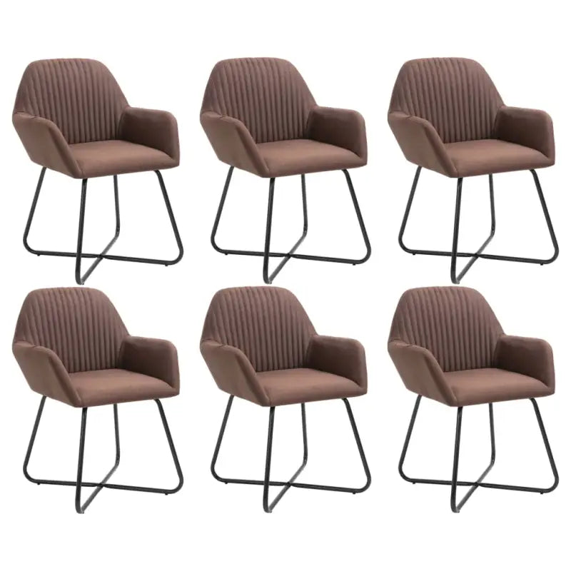 Eetkamerstoelen met gepoedercoat stalen poten en comfortabele stof - Bruin / 6 - Eetkamerstoelen