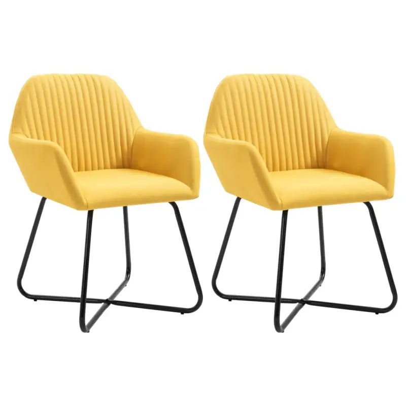 Eetkamerstoelen met gepoedercoat stalen poten en comfortabele stof - Geel / 2 - Eetkamerstoelen