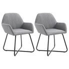 Eetkamerstoelen met gepoedercoat stalen poten en comfortabele stof - Lichtgrijs / 2 - Eetkamerstoelen