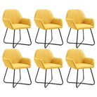 Eetkamerstoelen met gepoedercoat stalen poten en comfortabele stof - Geel / 6 - Eetkamerstoelen