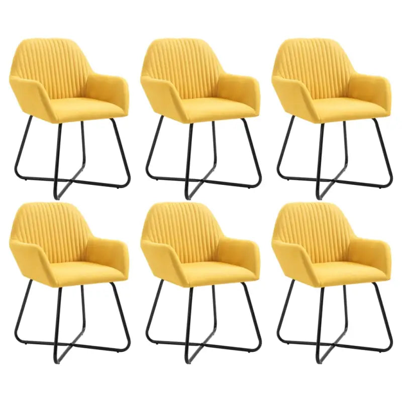 Eetkamerstoelen met gepoedercoat stalen poten en comfortabele stof - Geel / 6 - Eetkamerstoelen