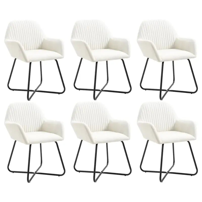 Eetkamerstoelen met gepoedercoat stalen poten en comfortabele stof - Crème / 6 - Eetkamerstoelen