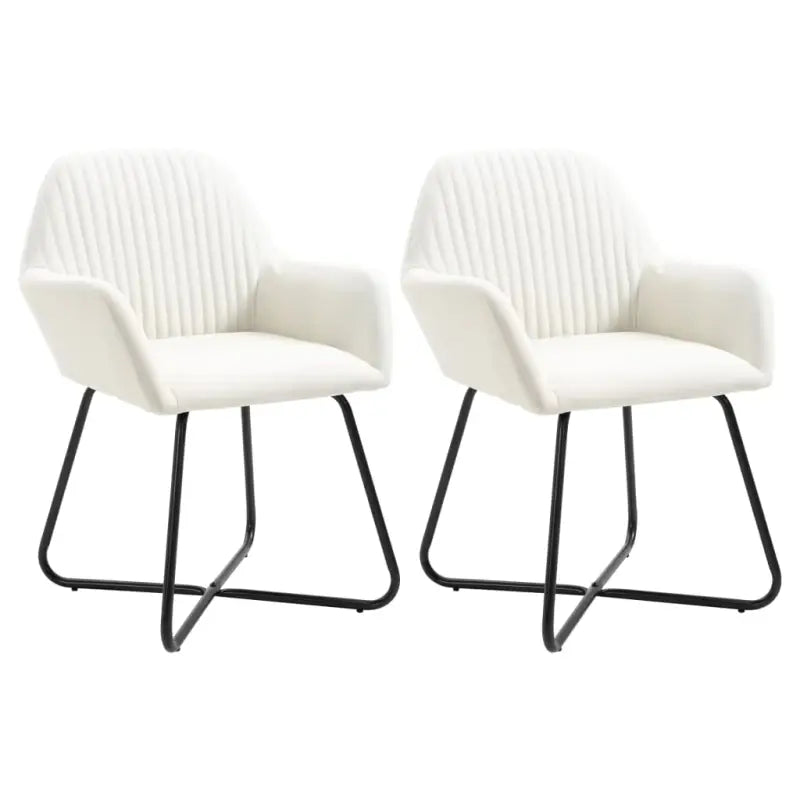 Eetkamerstoelen met gepoedercoat stalen poten en comfortabele stof - Crème / 2 - Eetkamerstoelen