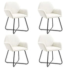 Eetkamerstoelen met gepoedercoat stalen poten en comfortabele stof - Crème / 4 - Eetkamerstoelen