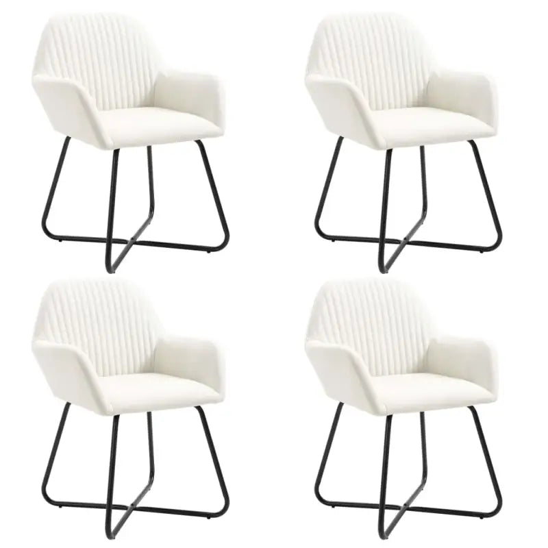 Eetkamerstoelen met gepoedercoat stalen poten en comfortabele stof - Crème / 4 - Eetkamerstoelen