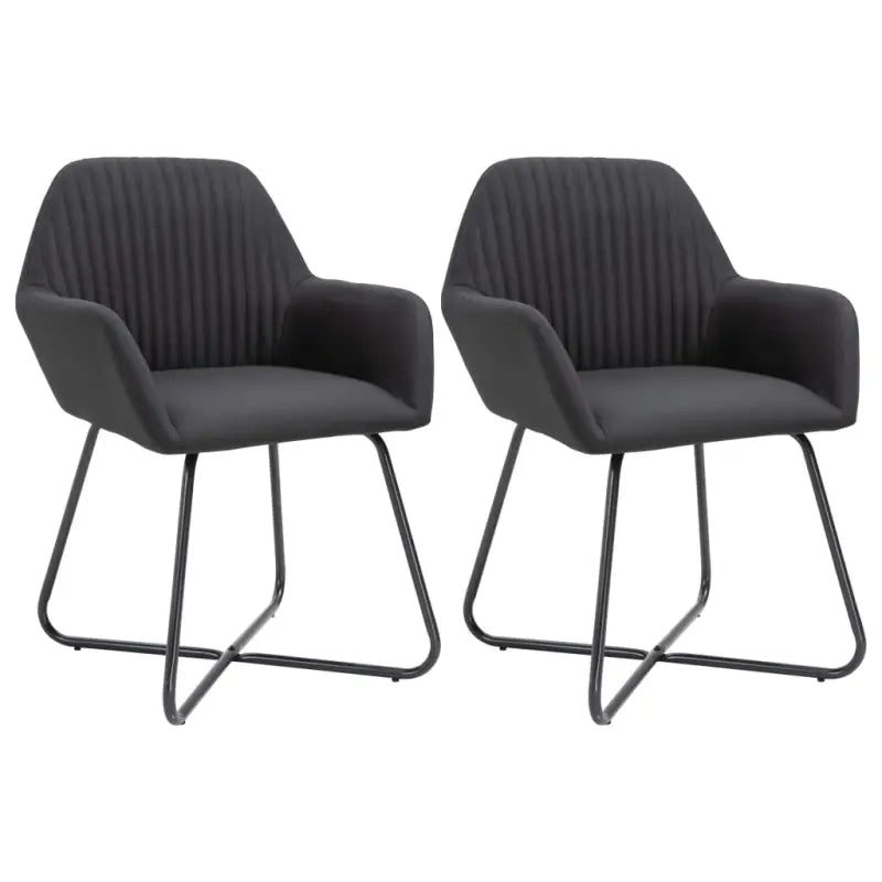 Eetkamerstoelen met gepoedercoat stalen poten en comfortabele stof - Zwart / 2 - Eetkamerstoelen