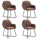Eetkamerstoelen met gepoedercoat stalen poten en comfortabele stof - Bruin / 4 - Eetkamerstoelen