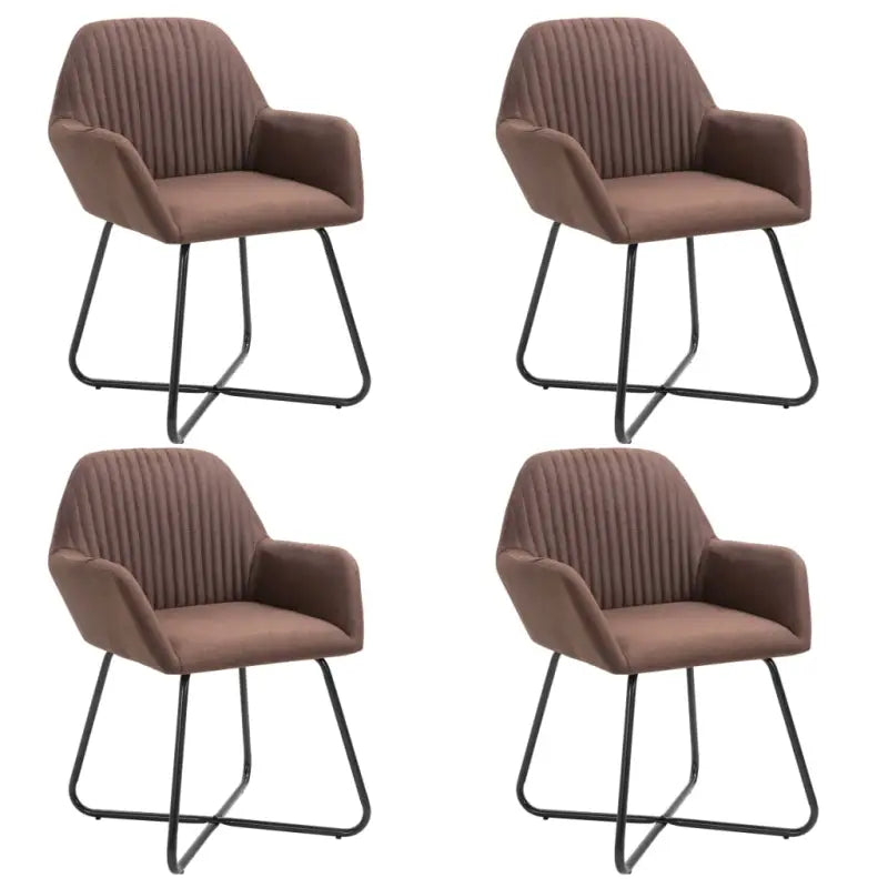 Eetkamerstoelen met gepoedercoat stalen poten en comfortabele stof - Bruin / 4 - Eetkamerstoelen