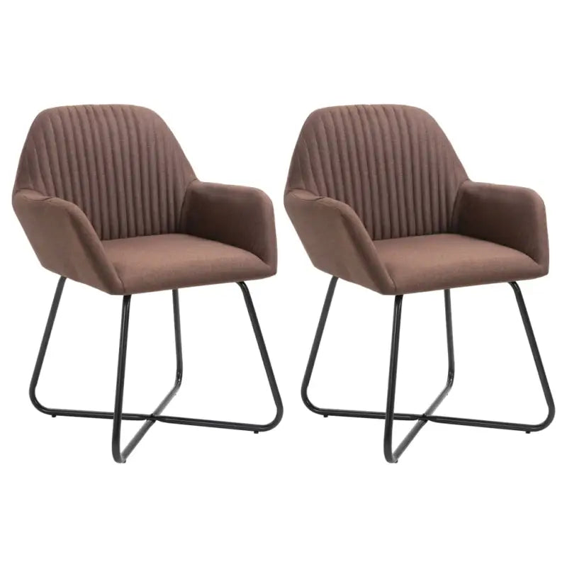 Eetkamerstoelen met gepoedercoat stalen poten en comfortabele stof - Bruin / 2 - Eetkamerstoelen