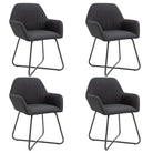 Eetkamerstoelen met gepoedercoat stalen poten en comfortabele stof - Zwart / 4 - Eetkamerstoelen