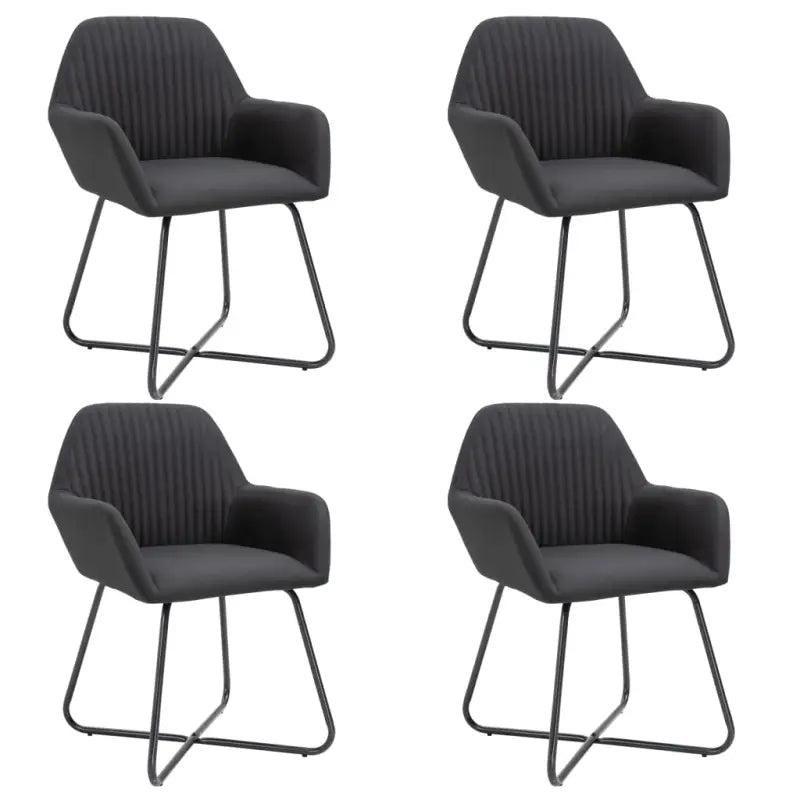 Eetkamerstoelen met gepoedercoat stalen poten en comfortabele stof - Zwart / 4 - Eetkamerstoelen