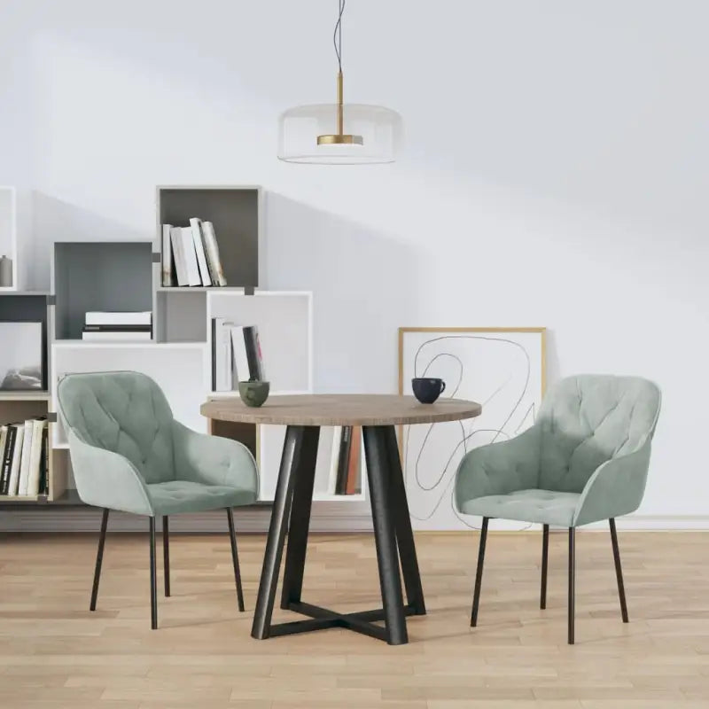 Eetkamerstoelen met hoogte armleuning en elegant fluweel design - Lichtgrijs / 2 - Eetkamerstoelen