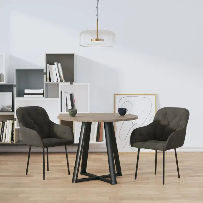 Eetkamerstoelen met hoogte armleuning en elegant fluweel design - Donkergrijs / 2 - Eetkamerstoelen