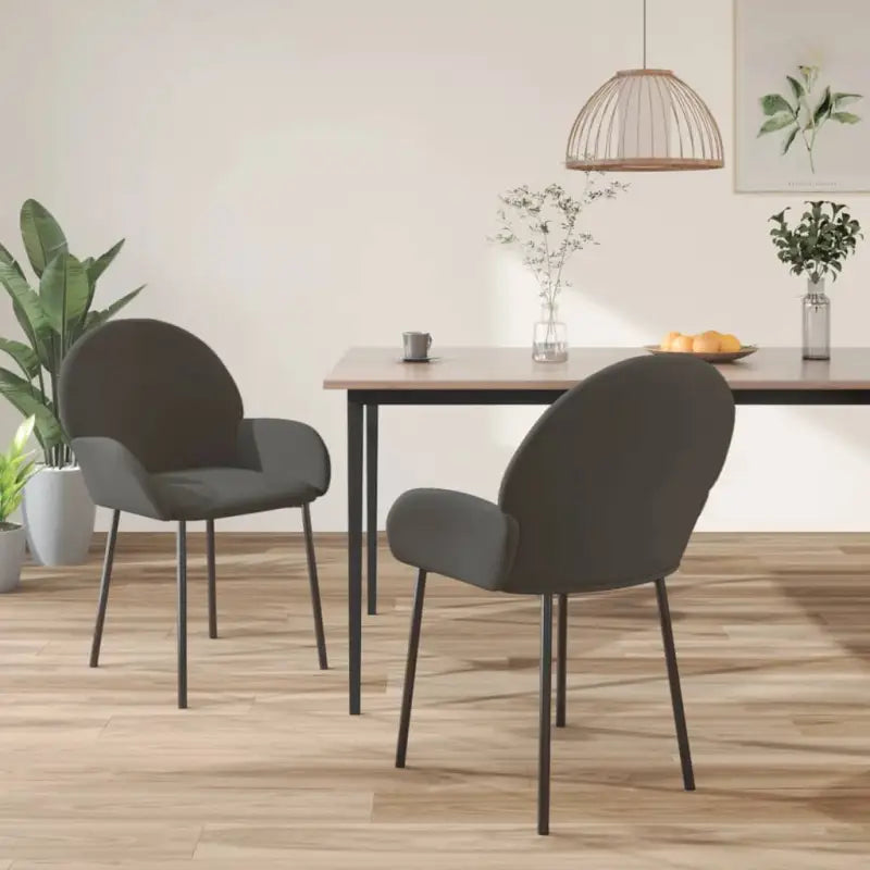 Eetkamerstoelen met hoogte armleuning en luxe fluweel design - Donkergrijs / 2 - Eetkamerstoelen