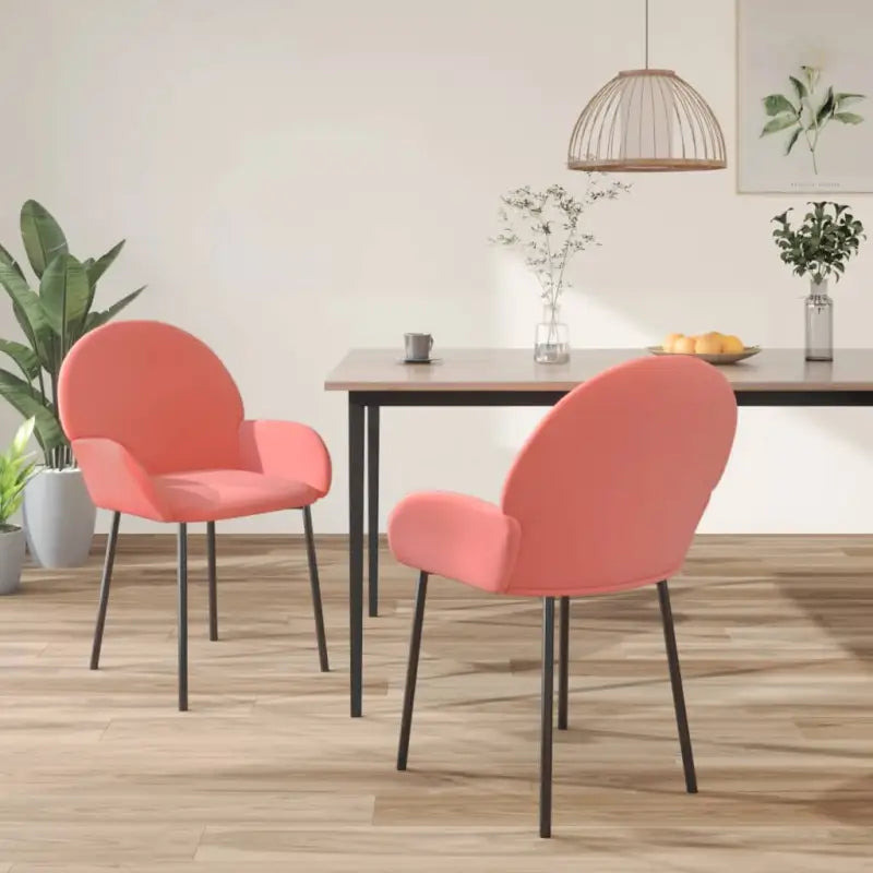 Eetkamerstoelen met hoogte armleuning en luxe fluweel design - Roze / 2 - Eetkamerstoelen