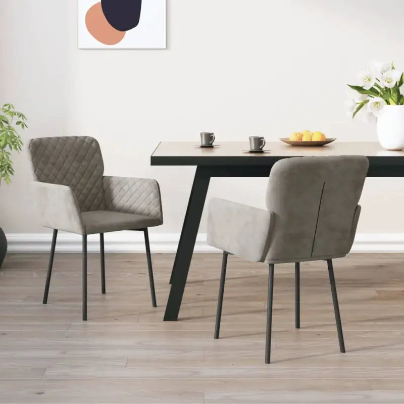 Eetkamerstoelen met hoogte armleuning en luxe fluweel ontwerp - Lichtgrijs / 2 - Eetkamerstoelen