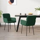 Eetkamerstoelen met hoogte armleuning en luxe fluweel ontwerp - Donkergroen / 2 - Eetkamerstoelen