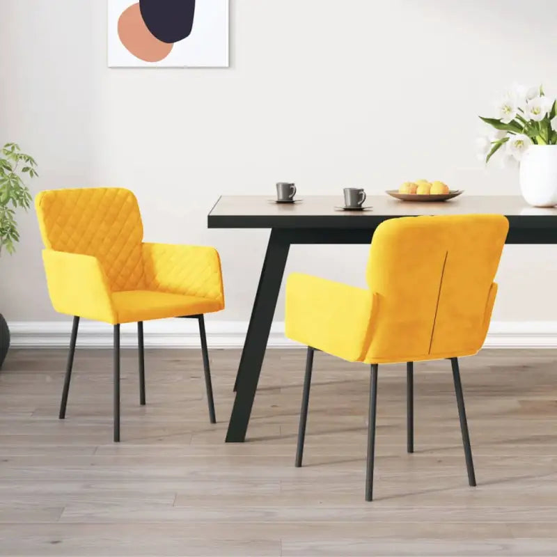 Eetkamerstoelen met hoogte armleuning en luxe fluweel ontwerp - Geel / 2 - Eetkamerstoelen