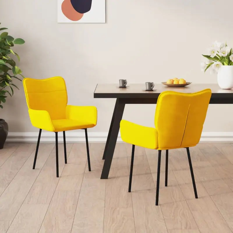 Eetkamerstoelen met hoogte armleuningen en elegant fluweel design - Geel / 2 - Eetkamerstoelen