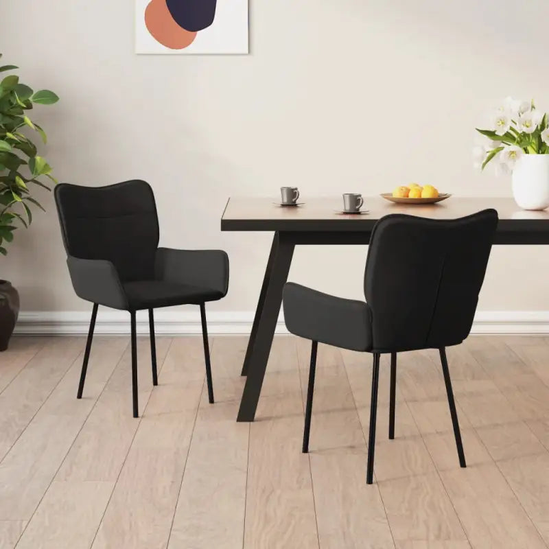 Eetkamerstoelen met hoogte armleuningen en elegant fluweel design - Zwart / 2 - Eetkamerstoelen