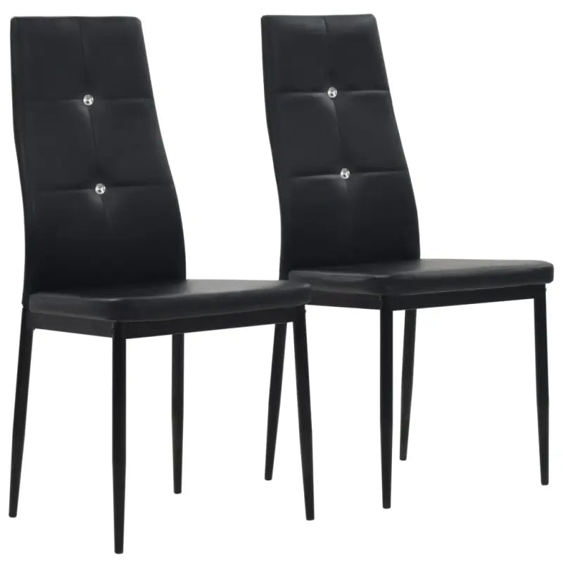 Eetkamerstoelen met houten frame en stalen poten inclusief levering - Zwart / 2 - Eetkamerstoelen