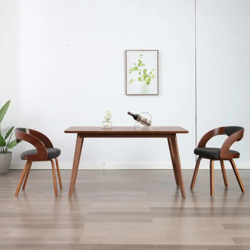 Eetkamerstoelen met houten frame levering bevat elegant en modern ontwerp - Grijs en donkerbruin / 2 - Eetkamerstoelen