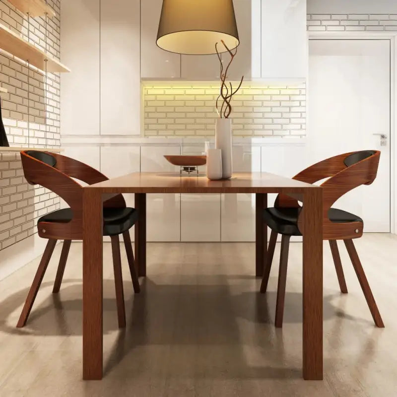 Eetkamerstoelen met houten frame levering bevat elegant en modern ontwerp - Zwart en donkerbruin / 2 - Eetkamerstoelen