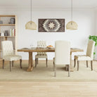 Eetkamerstoelen met knopontwerp in linnen-look stof levering bevat - Beige / 4 - Eetkamerstoelen
