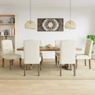 Eetkamerstoelen met knopontwerp in linnen-look stof levering bevat - Beige / 6 - Eetkamerstoelen