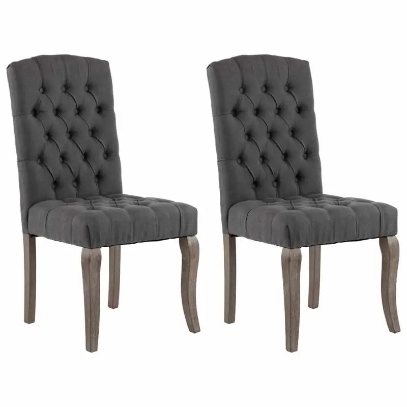 Eetkamerstoelen met knopontwerp in linnen-look stof levering bevat - Eetkamerstoelen