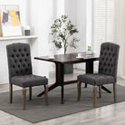 Eetkamerstoelen met knopontwerp in linnen-look stof levering bevat - Grijs / 2 - Eetkamerstoelen