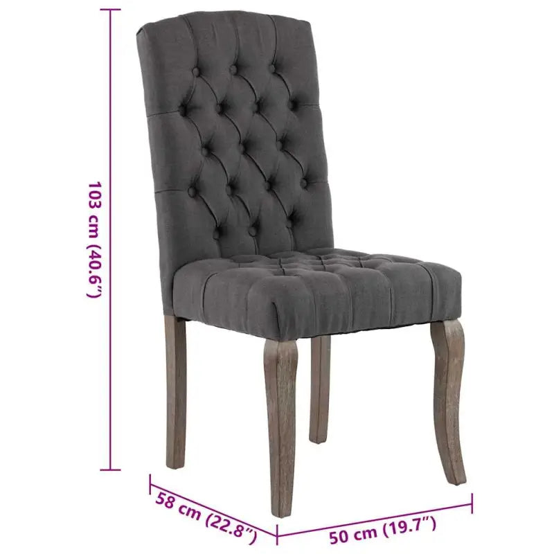 Eetkamerstoelen met knopontwerp in linnen-look stof levering bevat - Eetkamerstoelen
